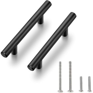 55 Pack | 5 Inch Cabinet Pulls Matte Black Stainless Steel Kitchen Drawer Pulls Cabinet Handles 5InchLength, 3Inch Hole Center