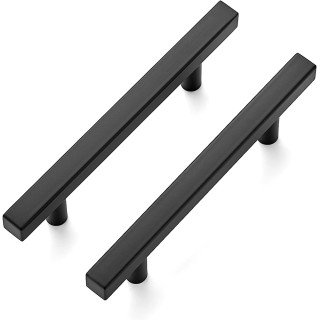 30 Pack 6'' Square Cabinet Pulls Matte Black Stainless Steel Kitchen Drawer Pulls Cabinet Handles 6”Length, 3-3/4” Hole Center