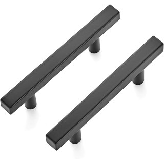 40 Pack 5 inch Square Cabinet Pulls Matte Black Stainless Steel Kitchen Drawer Pulls Cabinet Handles 5”Length, 3” Hole Center