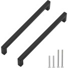 Cabinet Pulls Matte Black Cabinet Handles Square Drawer Pulls, 30 Pack 10 Inch Stainless Steel Kitchen Door Cupboard Cabinet Handles, Black Drawer Hardware Handles, 256mm Hole Centers