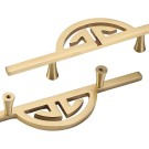 Gold Cabinet Handles Vintage, 2 PCS Cupboard Handles Solid Brass | Anodized Surface, 128mm Wardrobe Door Handles with Screws-228mm/9in (Gold Hole spacing: 128mm/5in)