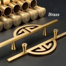 Gold Cabinet Handles Vintage, 2 PCS Cupboard Handles Solid Brass | Anodized Surface, 128mm Wardrobe Door Handles with Screws-228mm/9in (Gold Hole spacing: 128mm/5in)